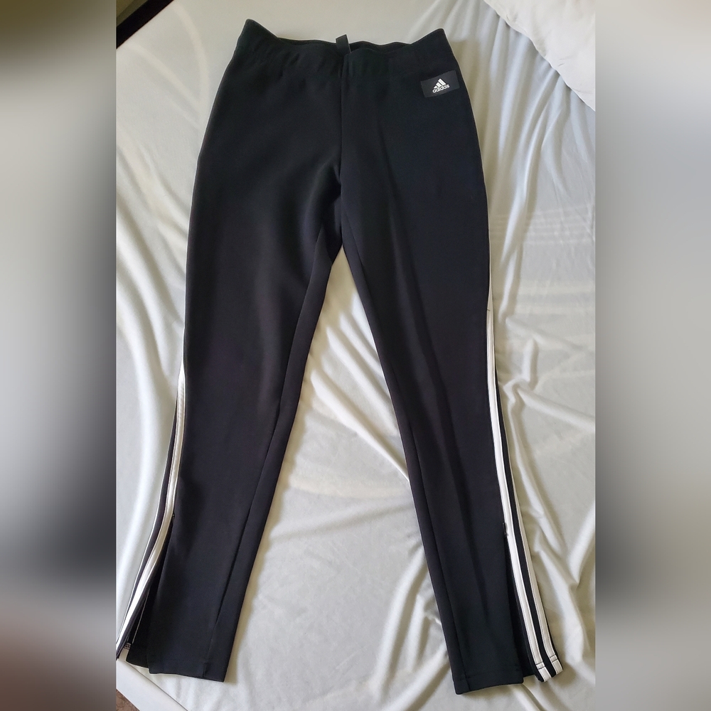Adidas Womens Black Pant Jogger with White Stripes